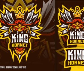 King hornet bee esport logo vector