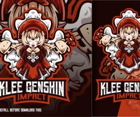Klee cute girl genshin impact logo vector