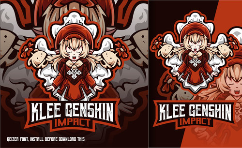Klee cute girl genshin impact logo vector