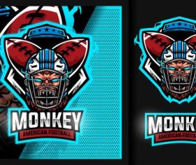 Monkey rugby mascot sport football logo vector