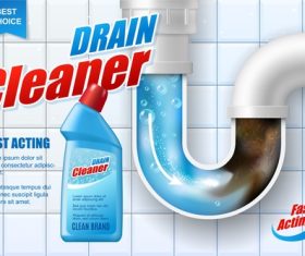 Pipe drain cleaner vector poster