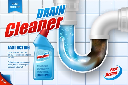 Pipe drain cleaner vector poster