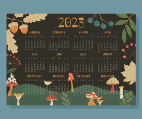 Plant background 2023 calendar vector
