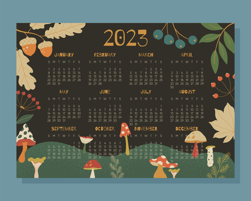Plant background 2023 calendar vector