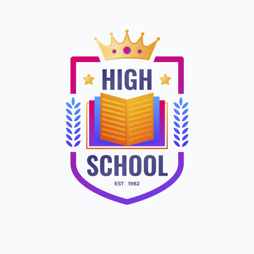 Royal high school badge logo vector