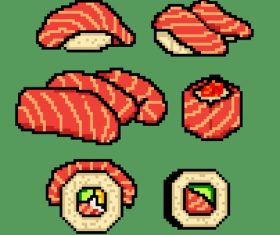 Salmon sushi pixel art style vector