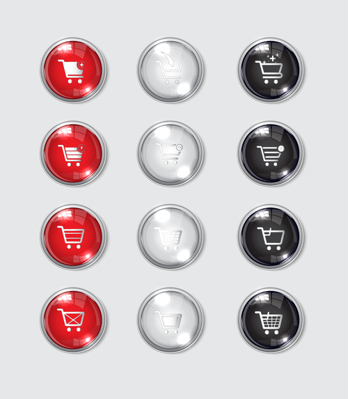 Shopping website button design vector