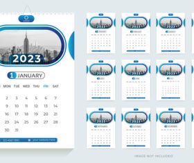 Simple wall calendar design 2023 vector