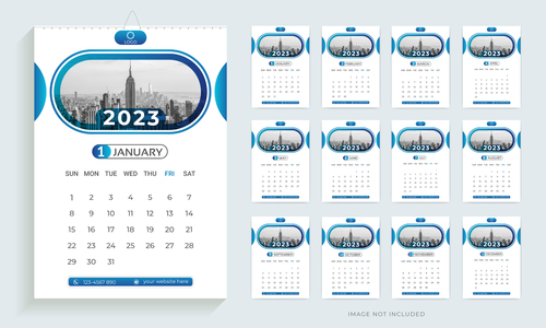 Simple wall calendar design 2023 vector