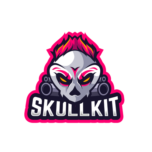 Skull kitsune icon design vector