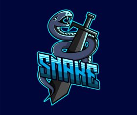 Snake and sword game logo vector