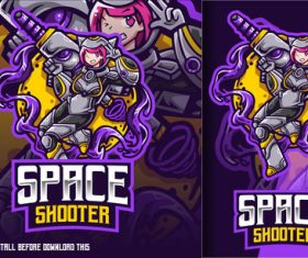 Space shooter cat girl esport logo vector