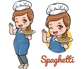 Spaghetti chef icon design vector