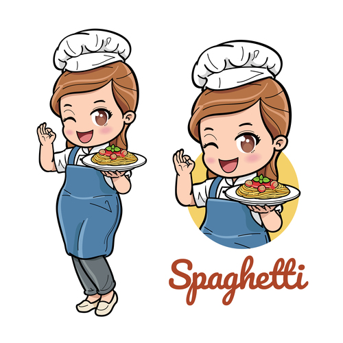 Spaghetti chef icon design vector