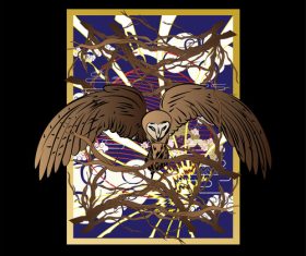 Spread wings owl background design vector