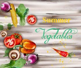 Summer vegetable watercolor vector