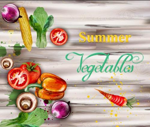Summer vegetable watercolor vector