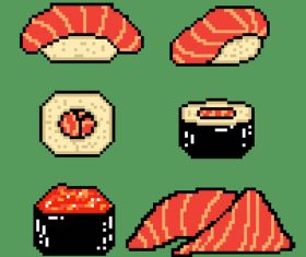 Sushi pixel art style vector