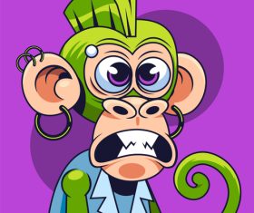 The bared teeth monkey illustration vector