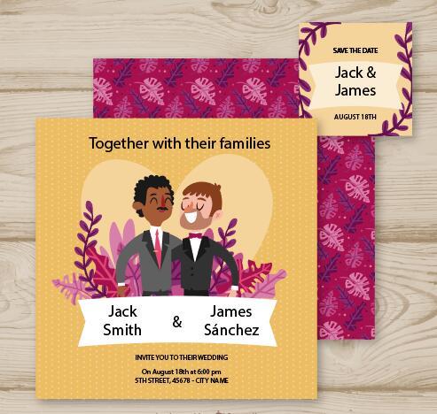 Together with their families vector wedding invitation card