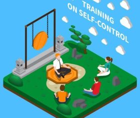 Training on self control cartoon illustration vector