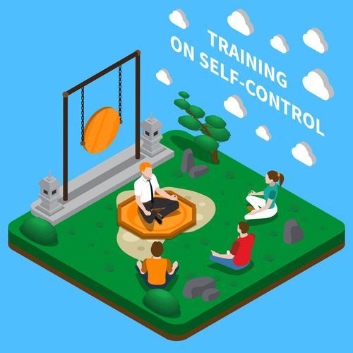 Training on self control cartoon illustration vector