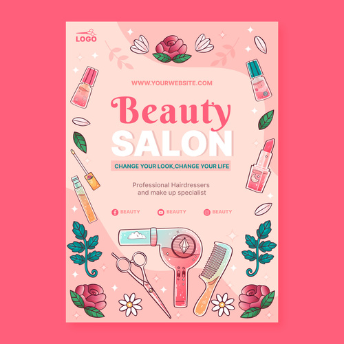 Vertical poster beauty salon vector