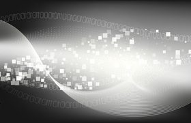 Wave background with big data particles motion vector