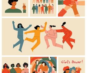 Women friendship group diverse vector