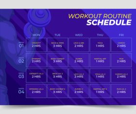 Workout routine schedule vector