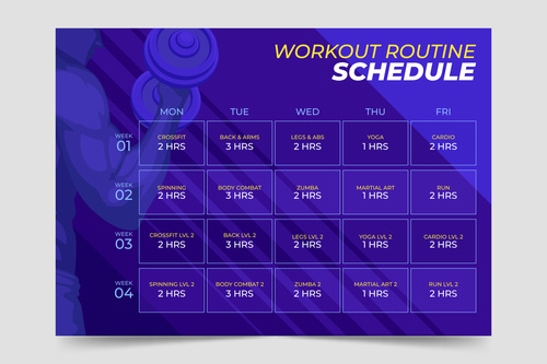 Workout routine schedule vector