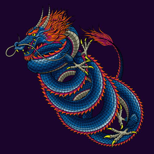 illustration fierce cool dragon vector