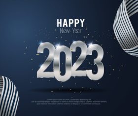 2023 metal number ribbon bule gradient background vector