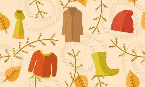Autumn seamless pattern background with clothes vector
