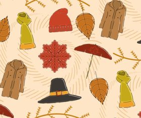 Autumn seamless pattern background with seasonal clothes vector