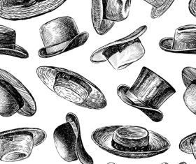 Background of sketches of vintage hats vector