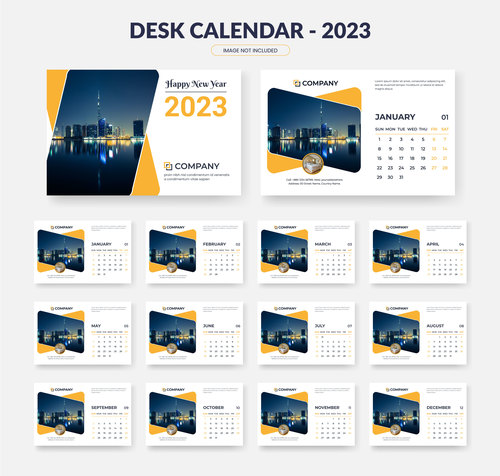 Background of urban nightscape desk calendar 2023 vector