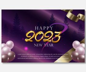 Balloon ribbon 2023 New Year greeting card vector