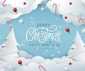 Beautiful christmas style paper cut vector