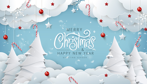 Beautiful christmas style paper cut vector