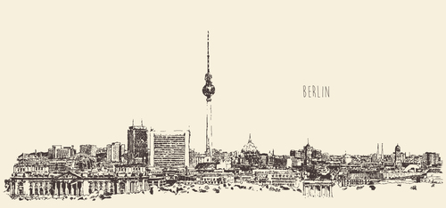 Berlin skyline engrave vector illustration