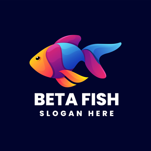 Beta fish esport logo design vector