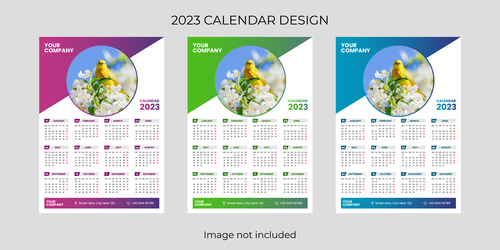 Birds and flowers 2023 wall calendar vector