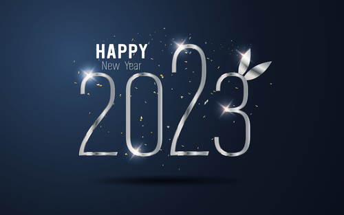 Blue background 2023 new year card vector