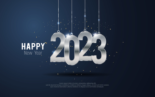 Blue gradient background Happy new year 2023 vector