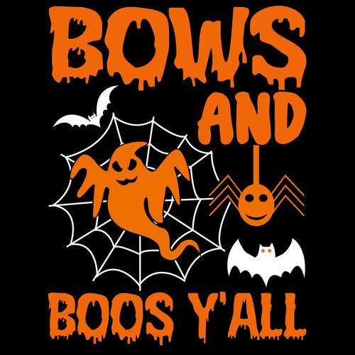 Bows and boos yall halloween vector t-shirt design
