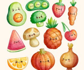 Cartoon vegetable collection vector