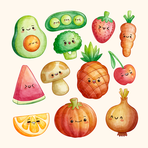 Cartoon vegetable collection vector