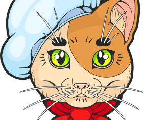 Cat chef cartoon icon vector