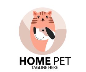 Cat house pet love logo vector